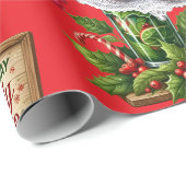 Cocktail Christmas Party with Drinks on Red ラッピングペーパー (ロールコーナー)