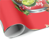 Cocktail Christmas Party with Drinks on Red ラッピングペーパー (ロールコーナー)