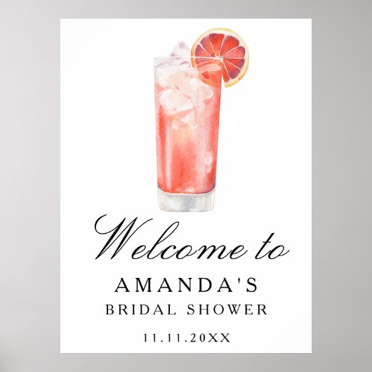 Cocktail Citrus - bridal shower welcome sign ポスター (正面)