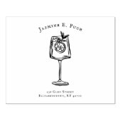 Cocktail Glass Return Address Rubber Stamp ラバースタンプ (インプリント)