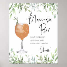 Cocktail Greenery Momosa Baby Shower Bar Sign ポスター