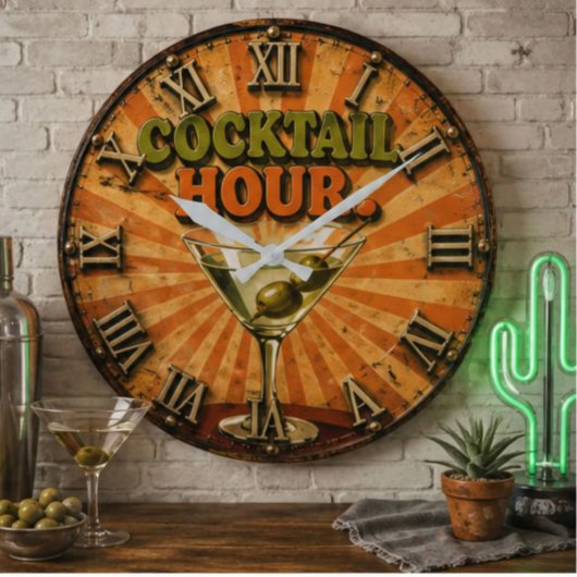 Cocktail Hour ラージ壁時計