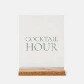 Cocktail Hour Acrylic Sign with Wooden Base アクリルサイン (正面)