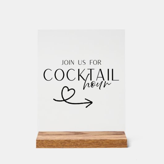 Cocktail Hour Wedding Sign Printable – Elegant  アクリルサイン (正面)