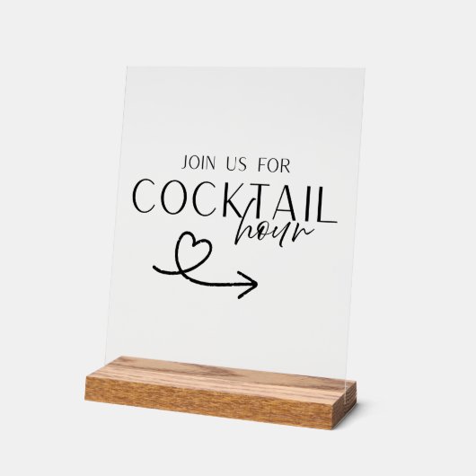 Cocktail Hour Wedding Sign Printable – Elegant  アクリルサイン (傾斜)