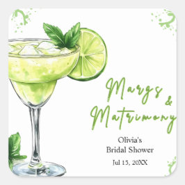 Cocktail Margs and Matrimony Bridal Shower スクエアシール