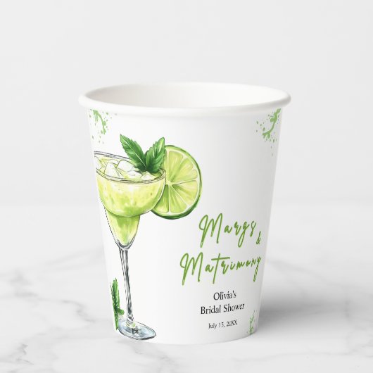 Cocktail Margs and Matrimony Bridal Shower 紙コップ (正面)