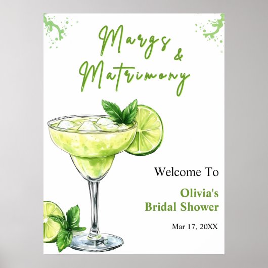 Cocktail Margs and Matrimony Bridal Shower Welcome ポスター (正面)