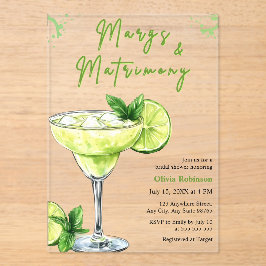Cocktail Margs & Matrimony Bridal Shower アクリル招待状