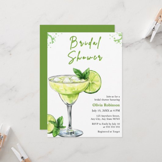 Cocktail Margs & Matrimony Margarita Bridal Shower 招待状 (正面/裏面インサイチュ)