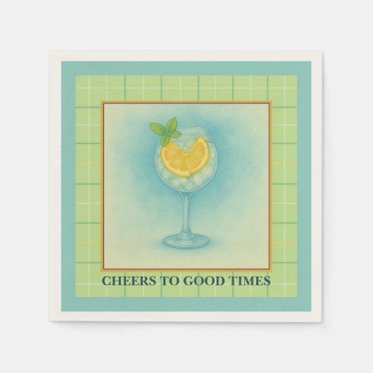Cocktail Napkin | Gin & Lemon Summer Entertaining スタンダードカクテルナプキン (正面)