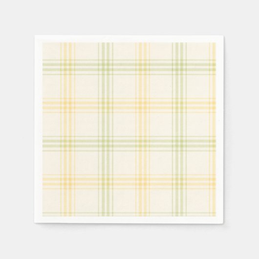 Cocktail Napkin | Lime & Lemon Plaid | Gin & Tonic スタンダードカクテルナプキン (正面)