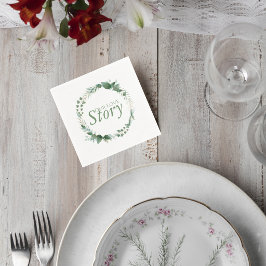 Cocktail Napkin with Botanical Wreath Design スタンダードカクテルナプキン