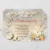 Cocktail Orange Gold Snowflakes Company 招待状 (正面/裏面)