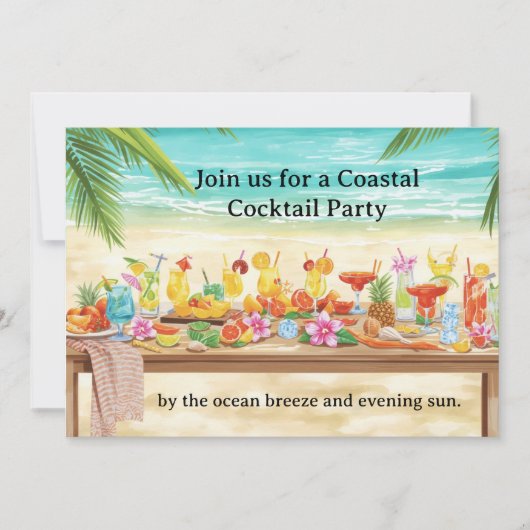 Cocktail Party by the beach with lot of drinks 招待状 (正面)