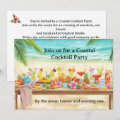 Cocktail Party by the beach with lot of drinks 招待状 (正面/裏面)