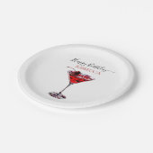 Cocktail Party Cherry Martini Happy Birthday ペーパープレート (アングル)