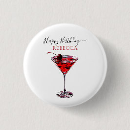 Cocktail Party Cherry Martini Happy Birthday 缶バッジ