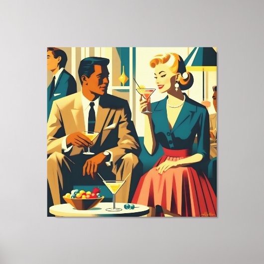 Cocktail Party Couples Shared Attraction キャンバスプリント (正面)