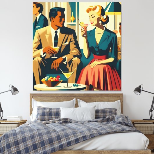 Cocktail Party Couples Shared Attraction キャンバスプリント (インサイチュ (寝室))