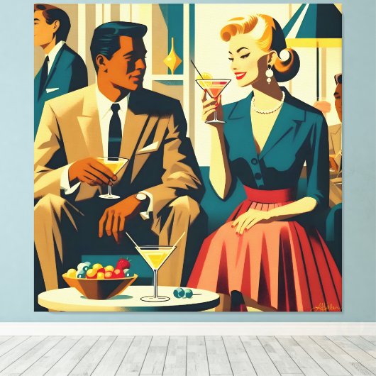 Cocktail Party Couples Shared Attraction キャンバスプリント (インサイチュ (ウッドフロア))