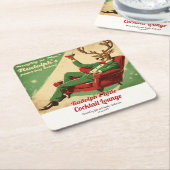 Cocktail Party Vintage Funny Retro Christmas Party スクエアペーパーコースター (アングル)