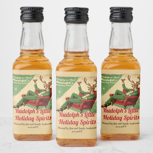 Cocktail Party Vintage Funny Retro Christmas Party リキュールボトルラベル (ボトル)