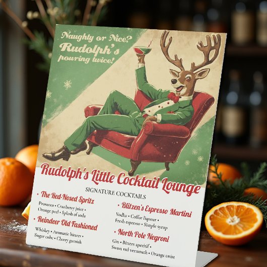 Cocktail Party Vintage Funny Retro Christmas Party 台座サイン