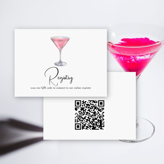 Cocktail QR Code Bridal Shower Registry  エンクロージャーカード