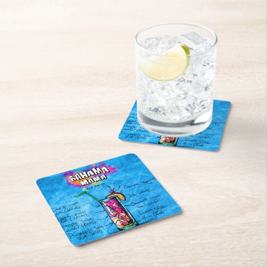 Cocktail Recipe Custom Square Bahamaのママのコースター スクエアペーパーコースター (インサイチュ)