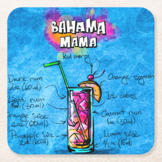 Cocktail Recipe Custom Square Bahamaのママのコースター スクエアペーパーコースター