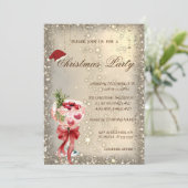 Cocktail Red Bow Santa Hat Christmas Party 招待状 (スタンド正面)