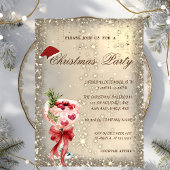 Cocktail Red Bow Santa Hat Christmas Party 招待状