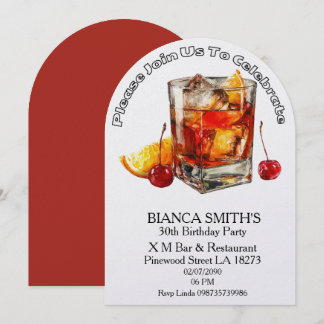 Cocktail Theme Adult Birthday 招待状