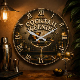 Cocktail Weenies Funny Dachshund  ラージ壁時計