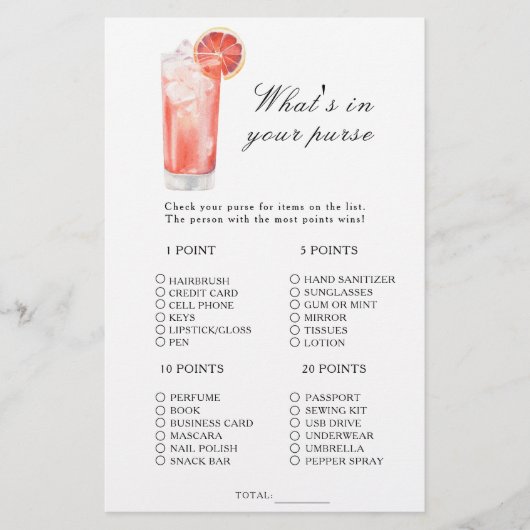 Cocktail - What's in your purse game (正面)