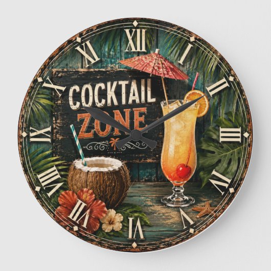 Cocktail Zone Tropical ラージ壁時計 (正面)