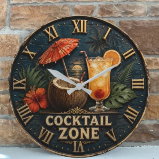 Cocktail Zone Tropical Tiki Bar  ラージ壁時計