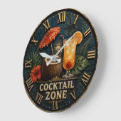 Cocktail Zone Tropical Tiki Bar  ラージ壁時計 (傾斜)