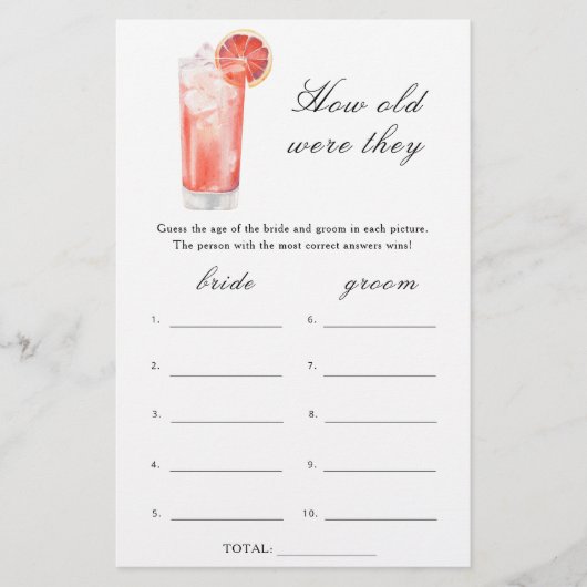 Cocktails bridal shower - How old were they game (正面)