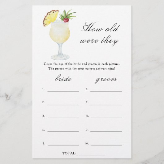 Cocktails bridal shower - How old were they game (正面)