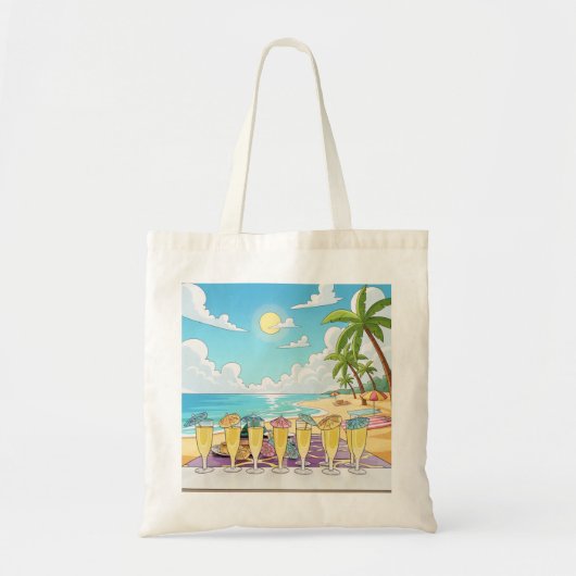 Cocktails by the beach tote bag トートバッグ (正面)