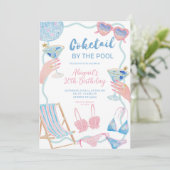 Cocktails by The Pool Birthday Invitation 招待状 (スタンド正面)