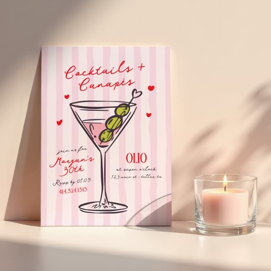 Cocktails & Canapes Girls Night Birthday 招待状