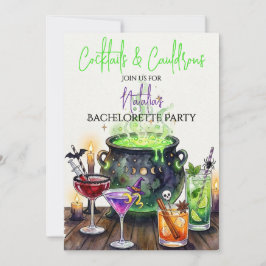 Cocktails & Cauldrons Halloween Bachelorette Party 招待状