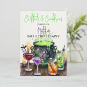 Cocktails & Cauldrons Halloween Bachelorette Party 招待状 (スタンド正面)