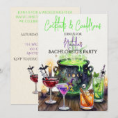 Cocktails & Cauldrons Halloween Bachelorette Party 招待状 (正面/裏面)