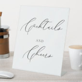 Cocktails & Cheers Wedding Sign Minimalist Elegant 台座サイン (インサイチュ)