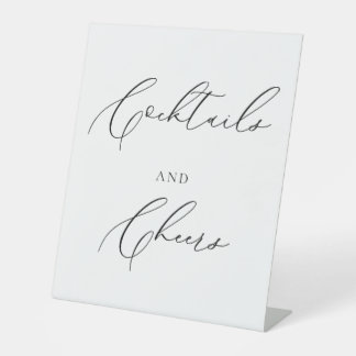 Cocktails & Cheers Wedding Sign Minimalist Elegant 台座サイン
