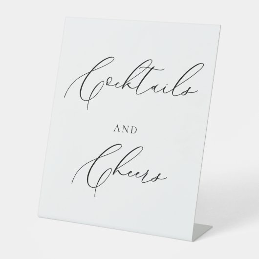 Cocktails & Cheers Wedding Sign Minimalist Elegant 台座サイン (正面)
